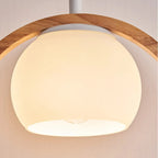 Suspension LED design en forme d'anneau en bois avec abat-jour en verre pour la décoration intérieure