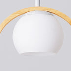 Suspension LED design en forme d'anneau en bois avec abat-jour en verre pour la décoration intérieure