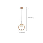 Suspension LED design en forme d'anneau en bois avec abat-jour en verre pour la décoration intérieure