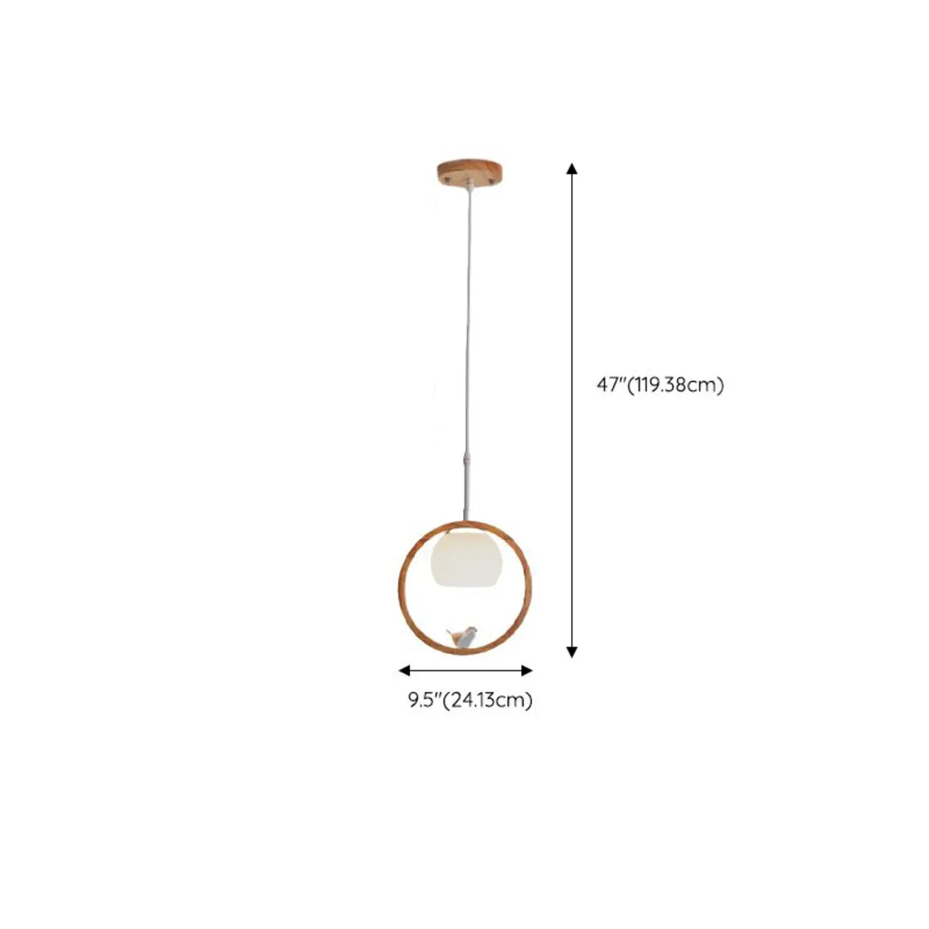 Suspension LED design en forme d'anneau en bois avec abat-jour en verre pour la décoration intérieure