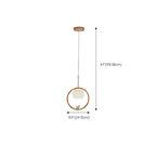 Suspension LED design en forme d'anneau en bois avec abat-jour en verre pour la décoration intérieure