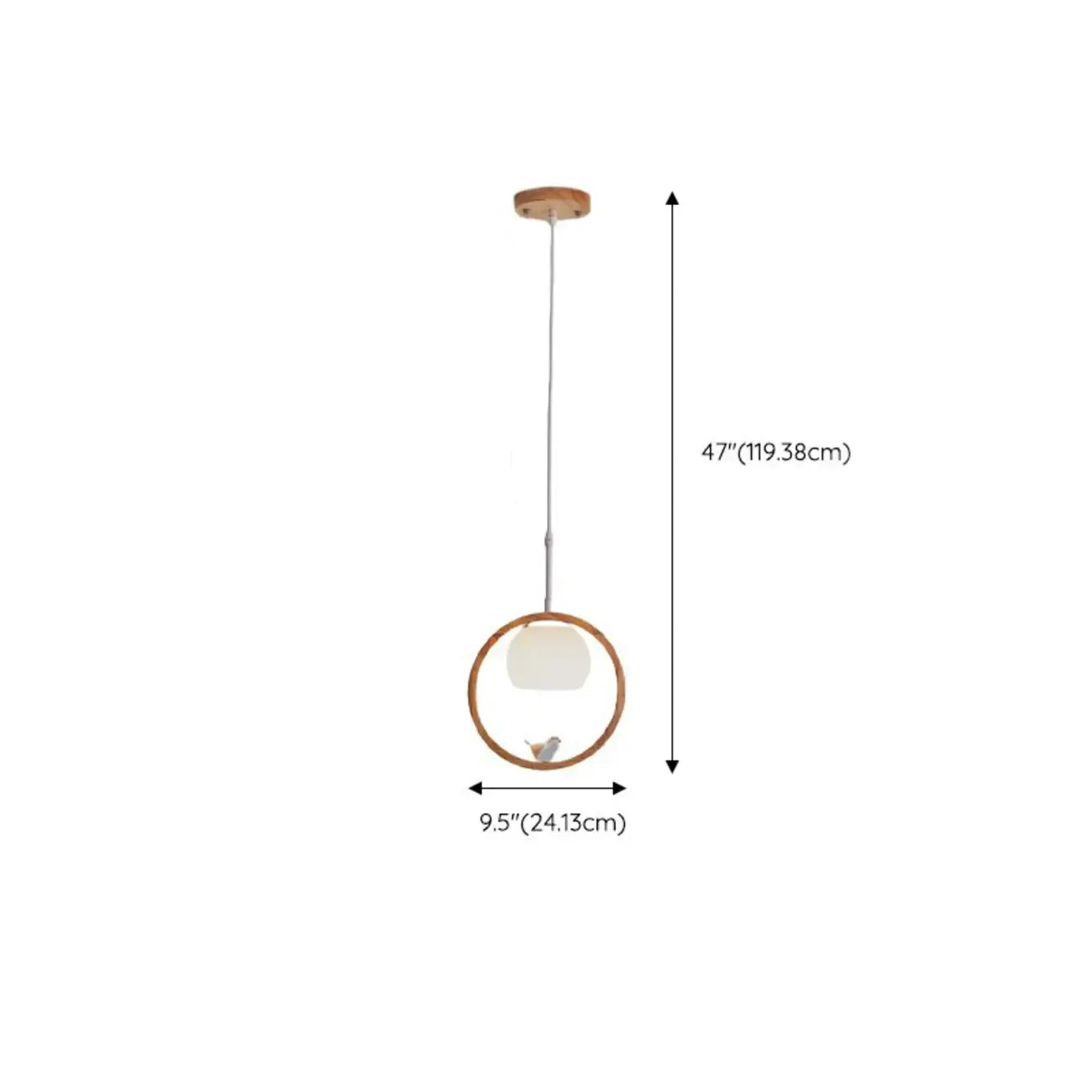 Suspension LED design en forme d'anneau en bois avec abat-jour en verre pour la décoration intérieure