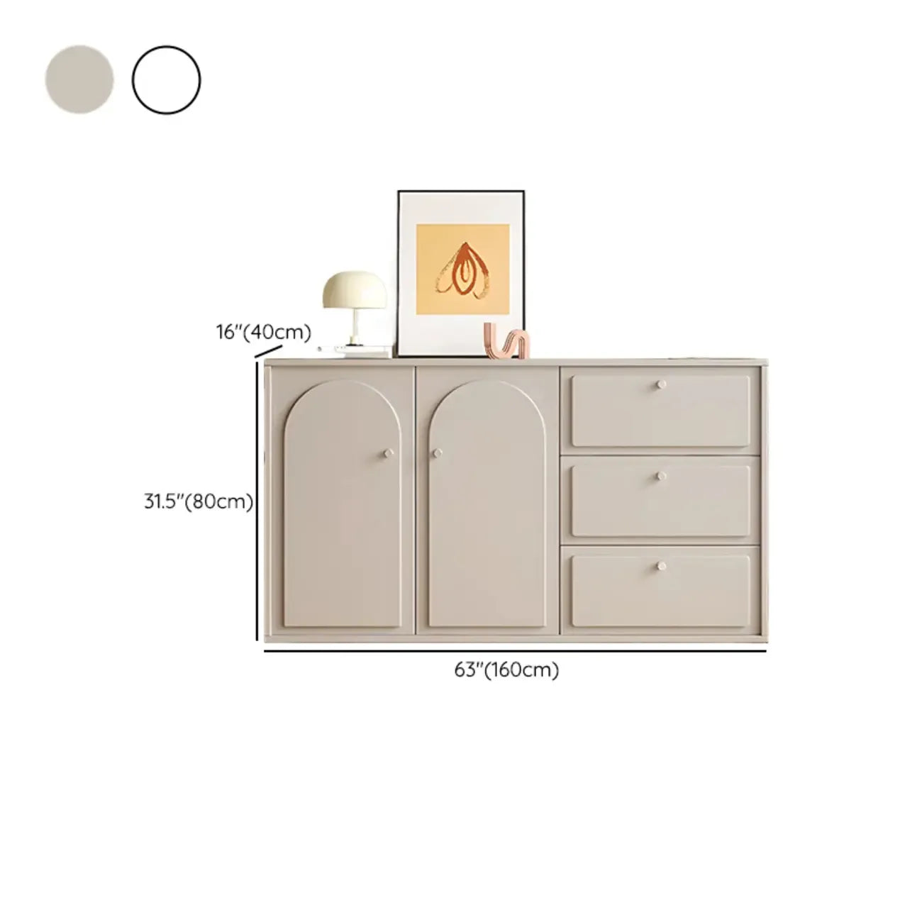 Meuble de rangement en bois gris tourterelle avec tiroirs pour le salon