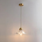 Suspension moderne en verre transparent à motif conique pour salon