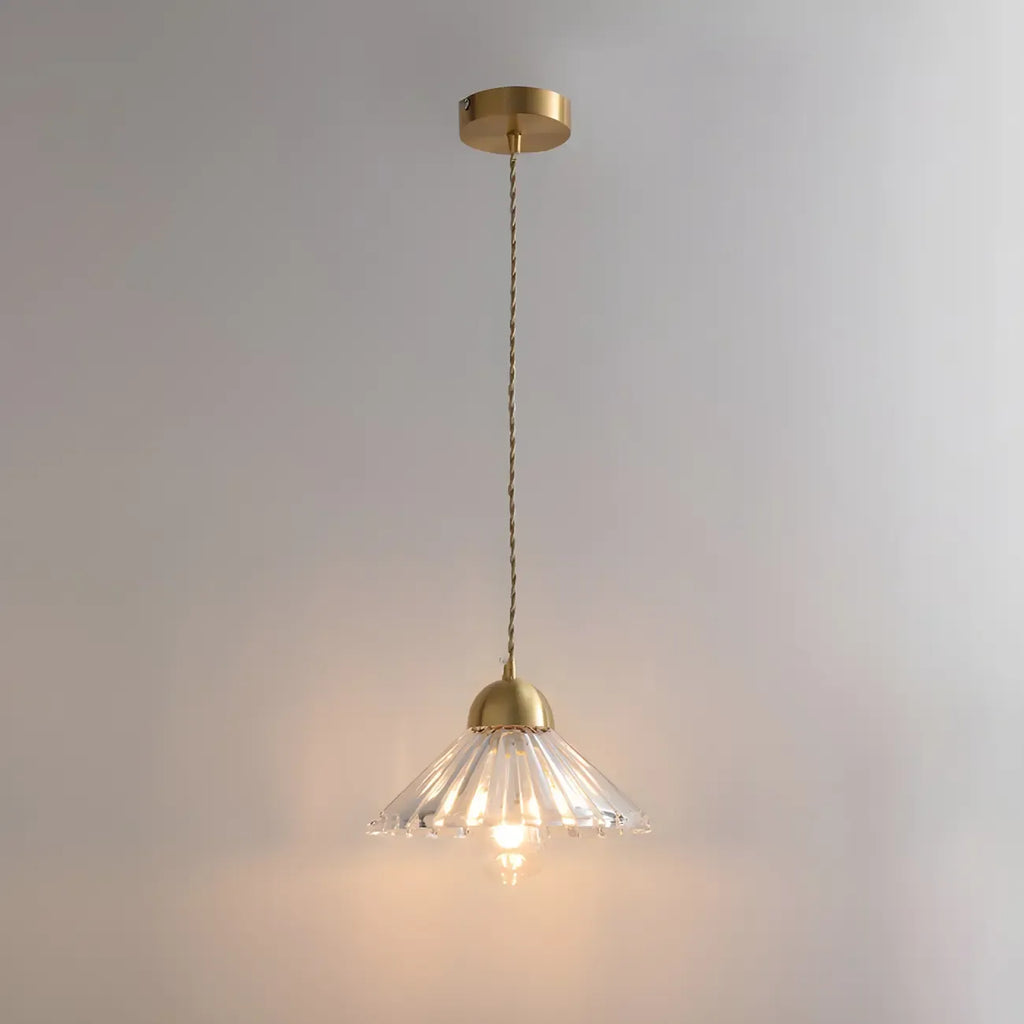 Suspension moderne en verre transparent à motif conique pour salon