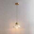 Suspension moderne en verre transparent à motif conique pour salon