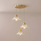 Suspension moderne en verre transparent à motif conique pour salon