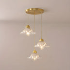 Suspension moderne en verre transparent à motif conique pour salon