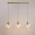 Suspension moderne en verre transparent à motif conique pour salon