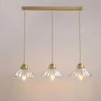 Suspension moderne en verre transparent à motif conique pour salon