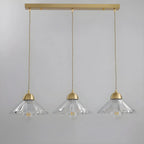 Suspension moderne en verre transparent à motif conique pour salon