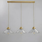 Suspension moderne en verre transparent à motif conique pour salon