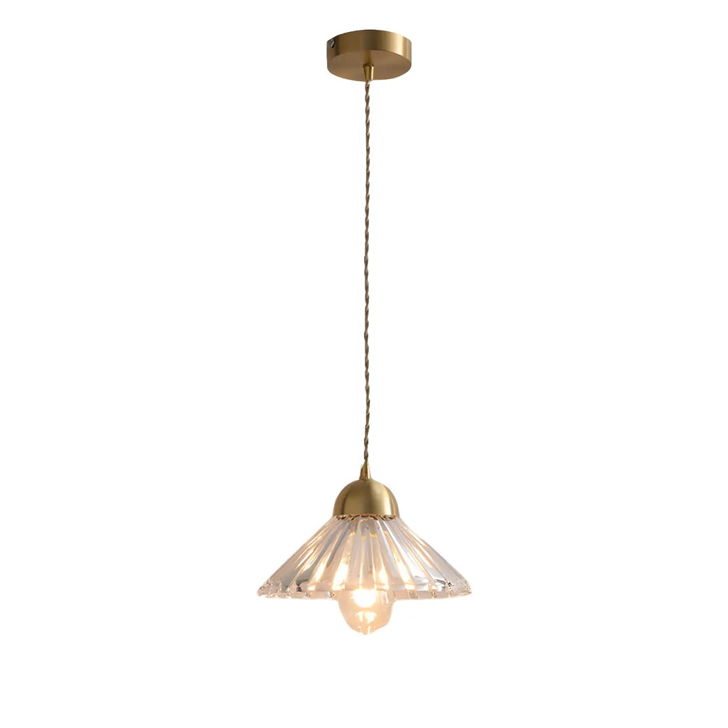 Suspension moderne en verre transparent à motif conique pour salon