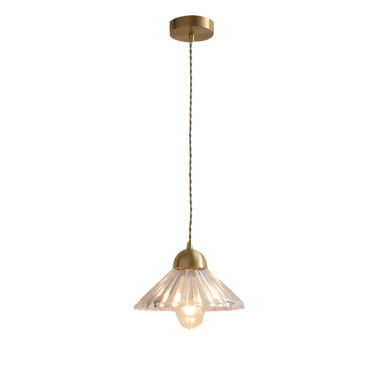 Suspension moderne en verre transparent à motif conique pour salon