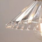 Suspension moderne en verre transparent à motif conique pour salon