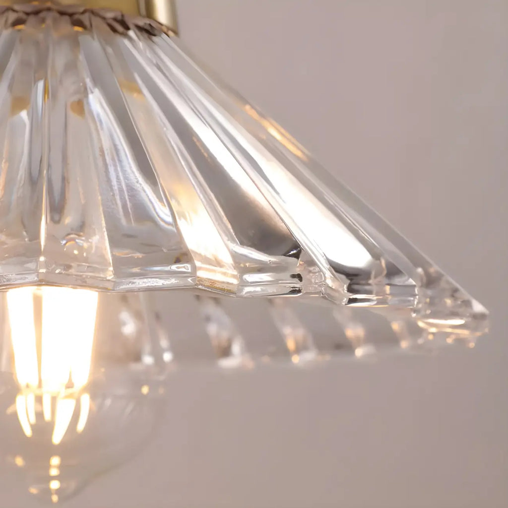 Suspension moderne en verre transparent à motif conique pour salon