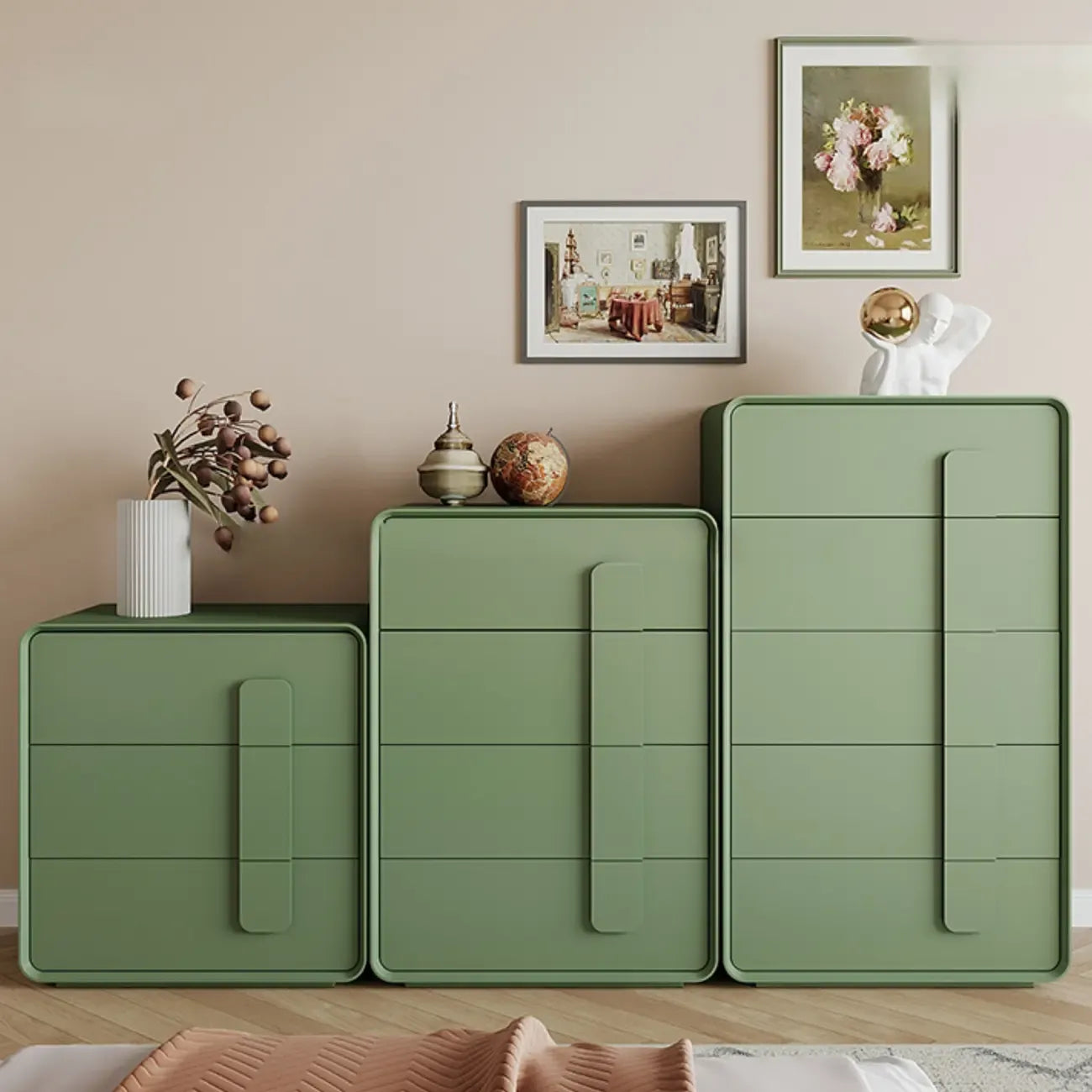 Armoire de rangement moderne verte de différentes tailles pour l'intérieur