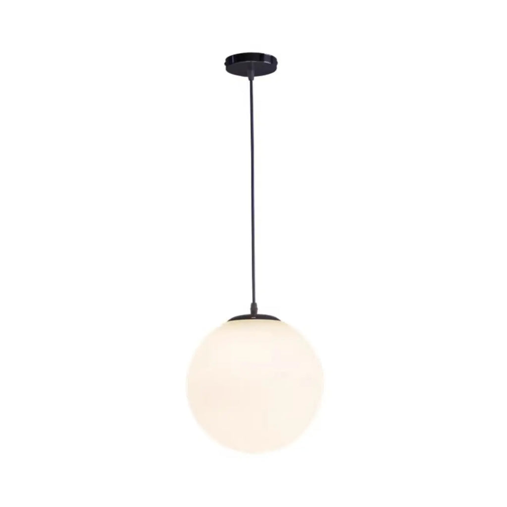 Suspension moderne en verre blanc avec globe