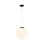 Suspension moderne en verre blanc avec globe