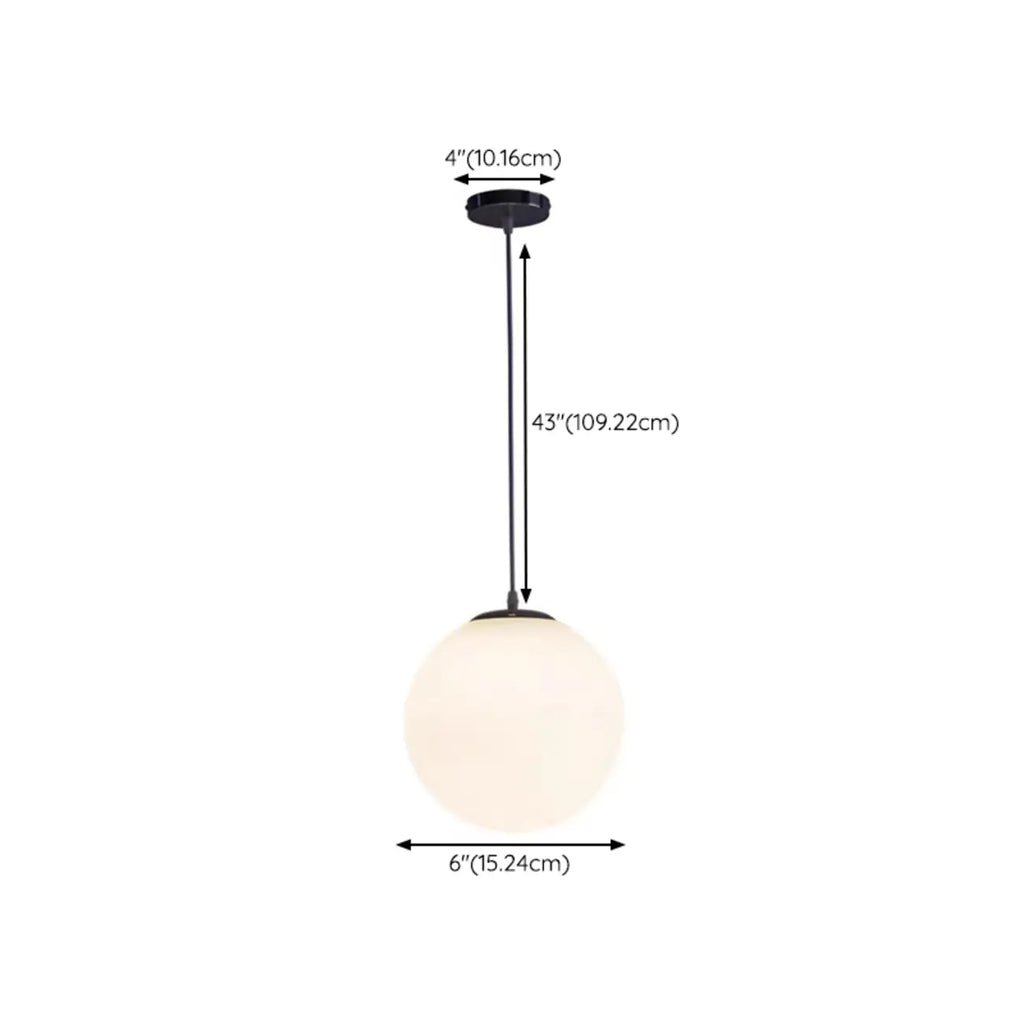 Suspension moderne en verre blanc avec globe