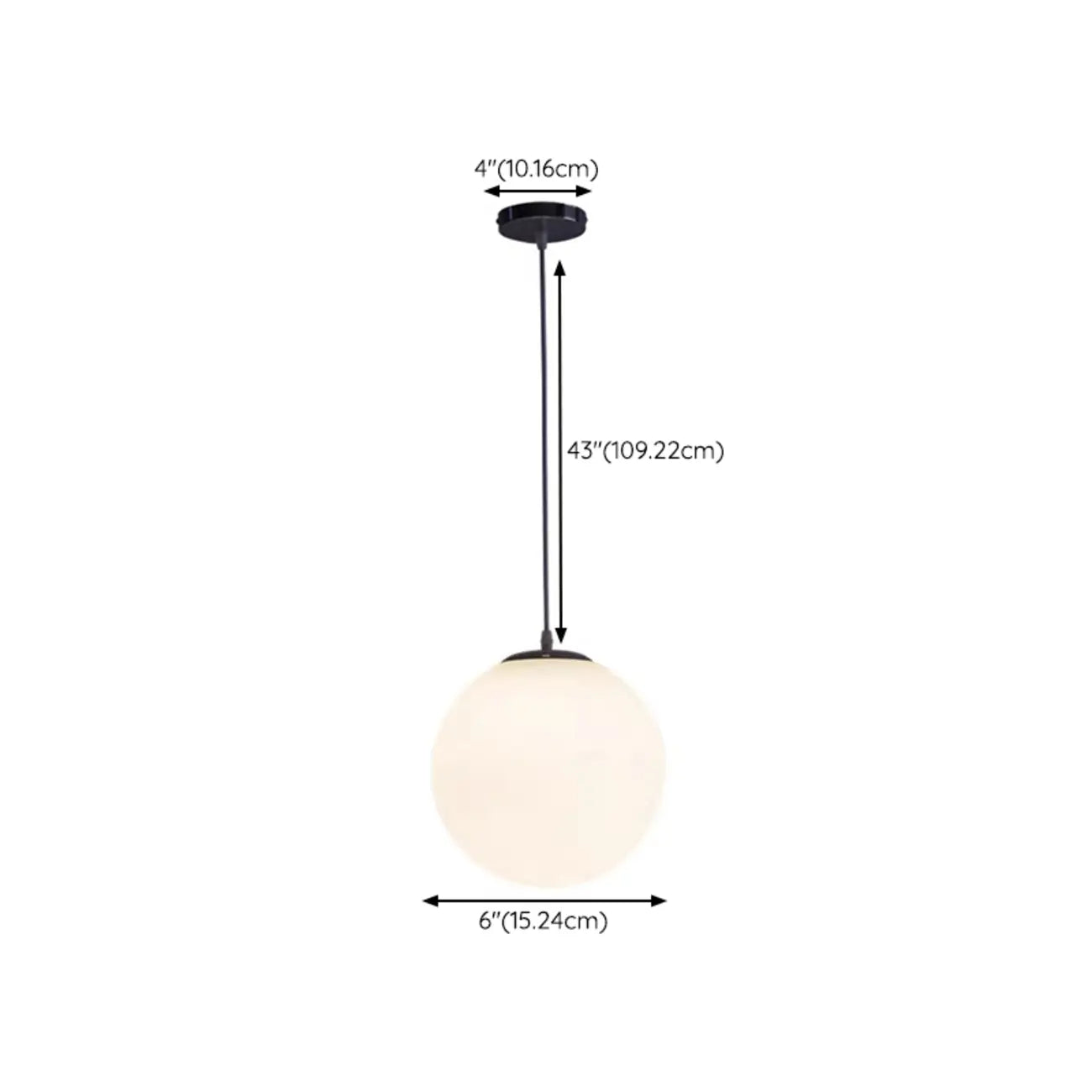 Suspension moderne en verre blanc avec globe