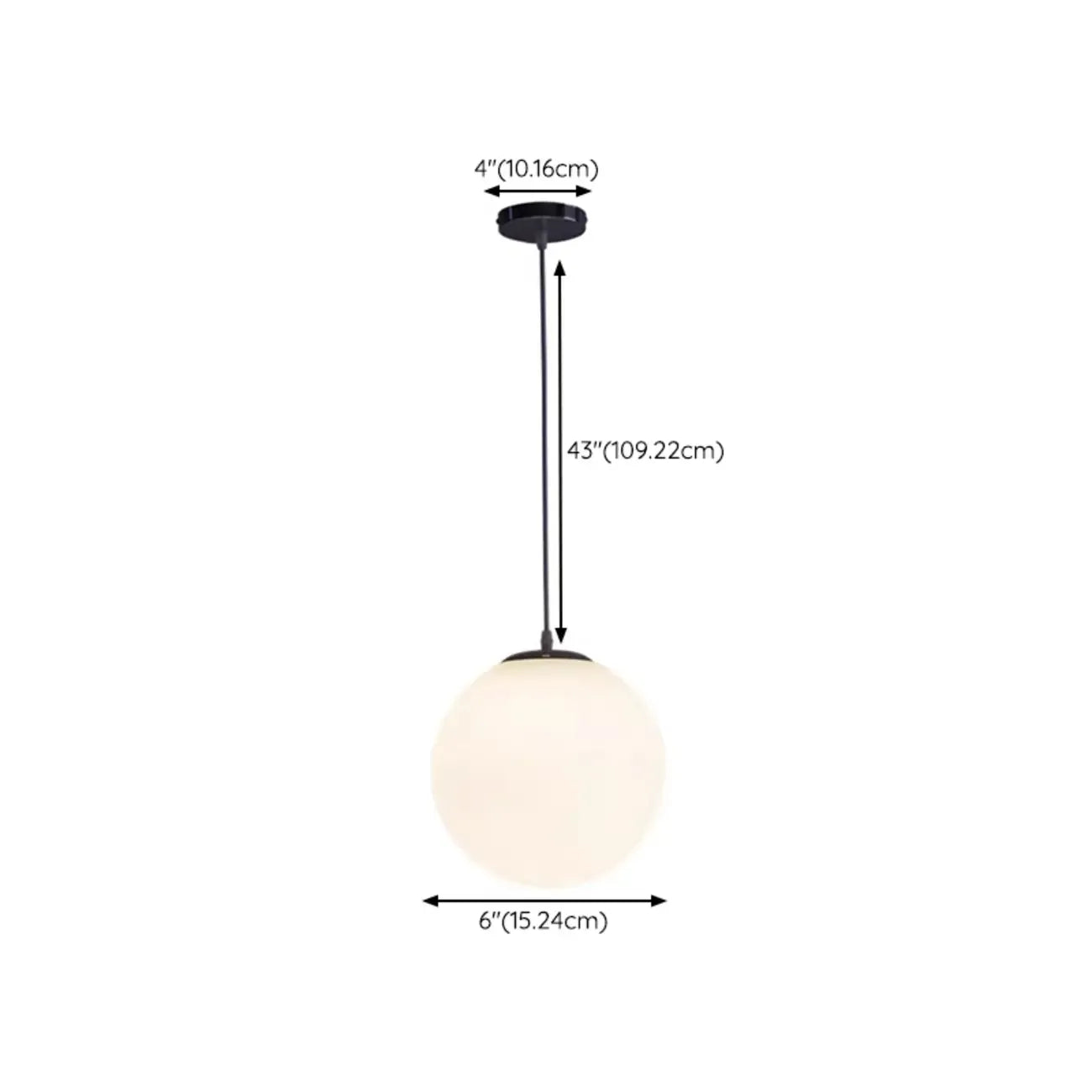 Suspension moderne en verre blanc avec globe