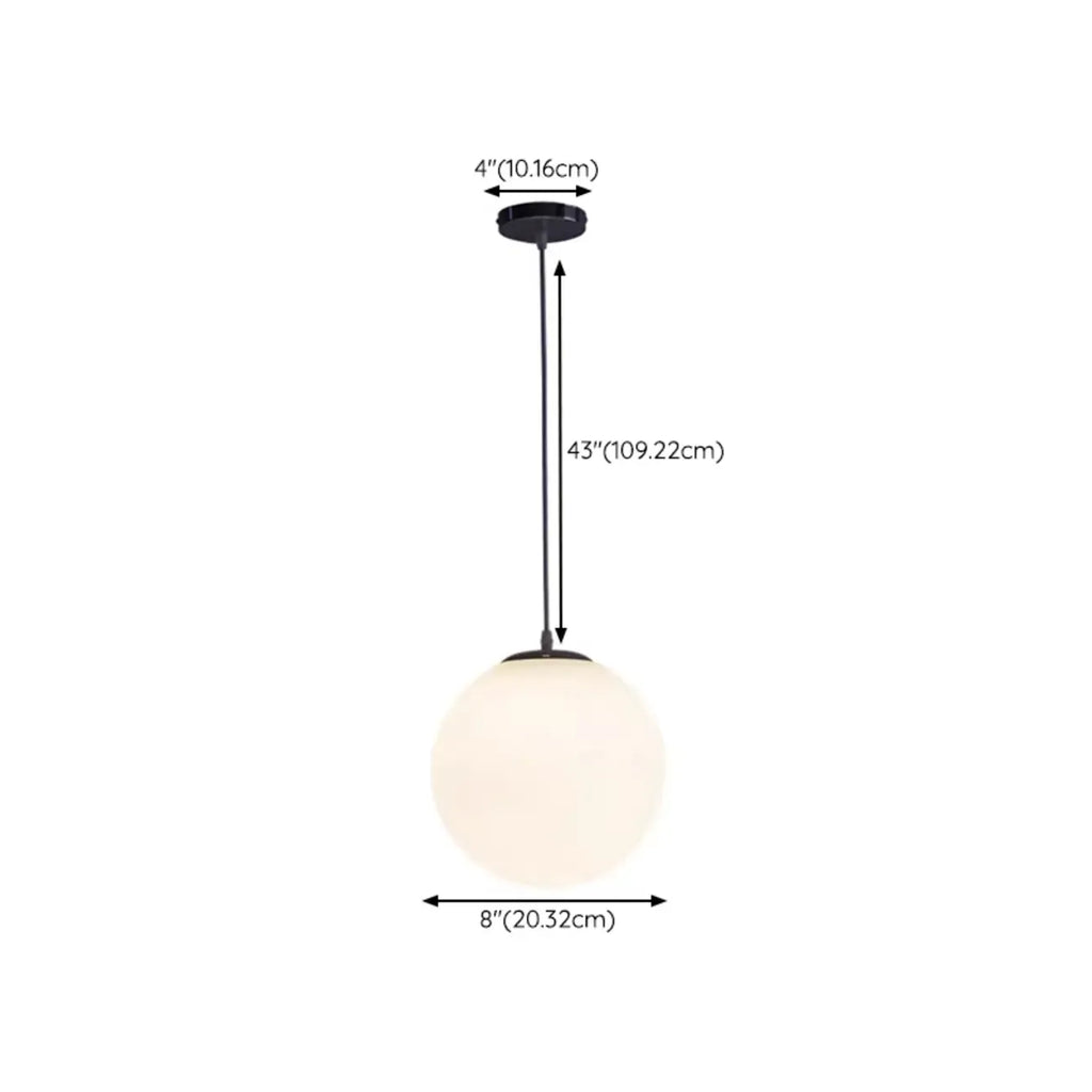 Suspension moderne en verre blanc avec globe