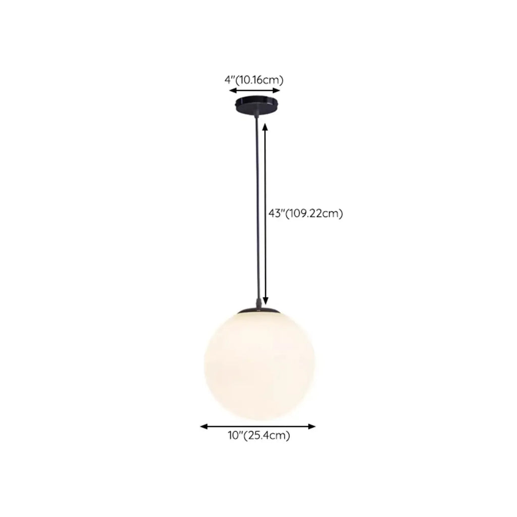 Suspension moderne en verre blanc avec globe