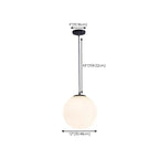 Suspension moderne en verre blanc avec globe
