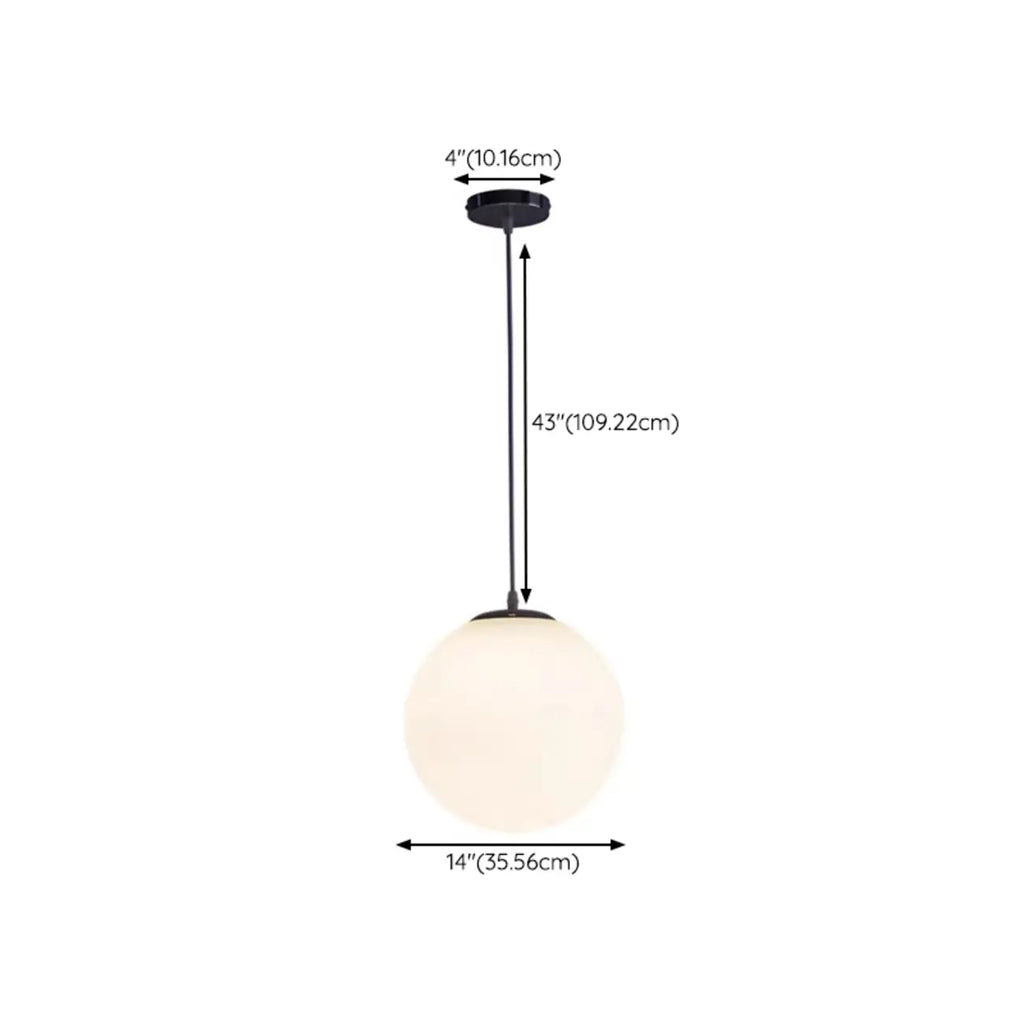 Suspension moderne en verre blanc avec globe
