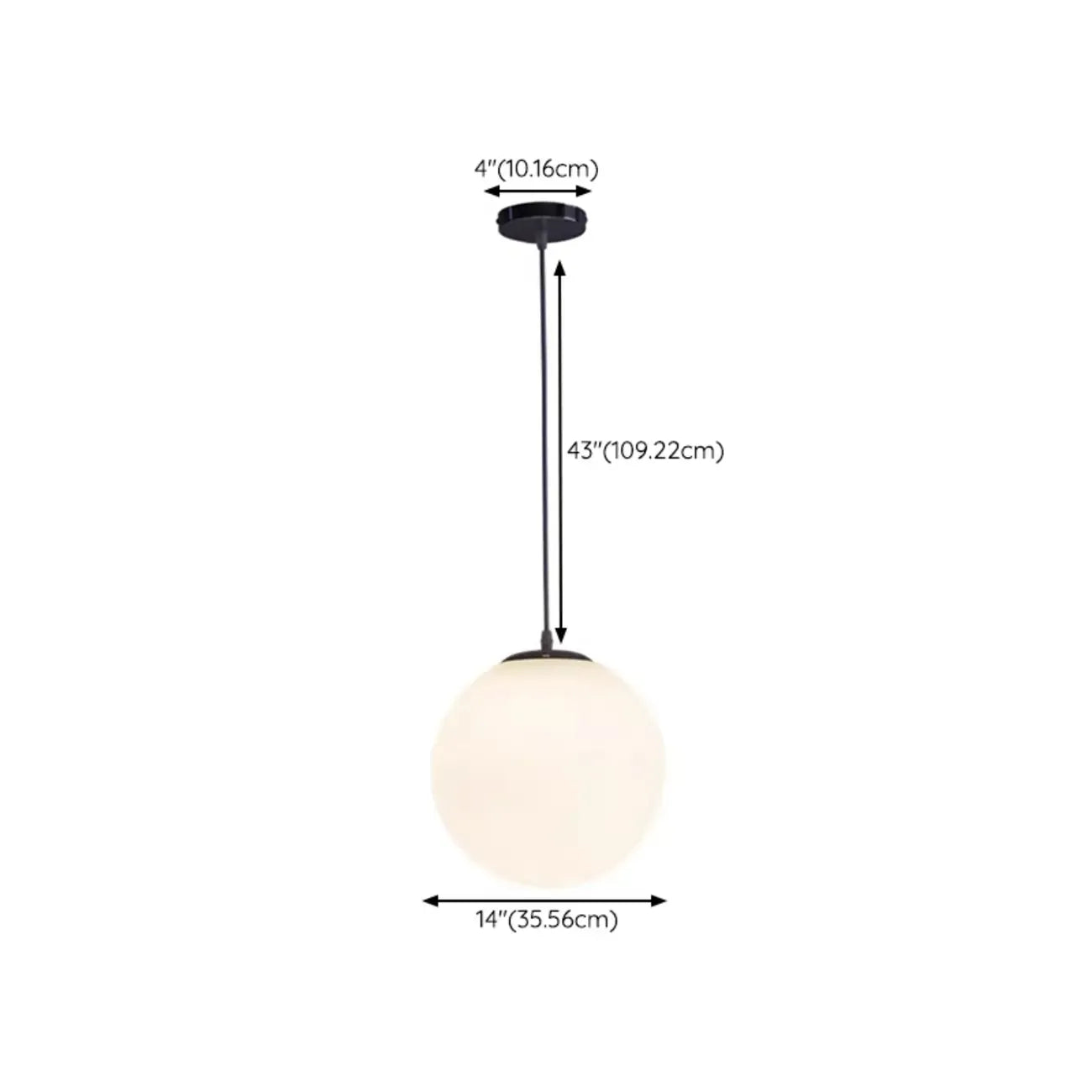 Suspension moderne en verre blanc avec globe