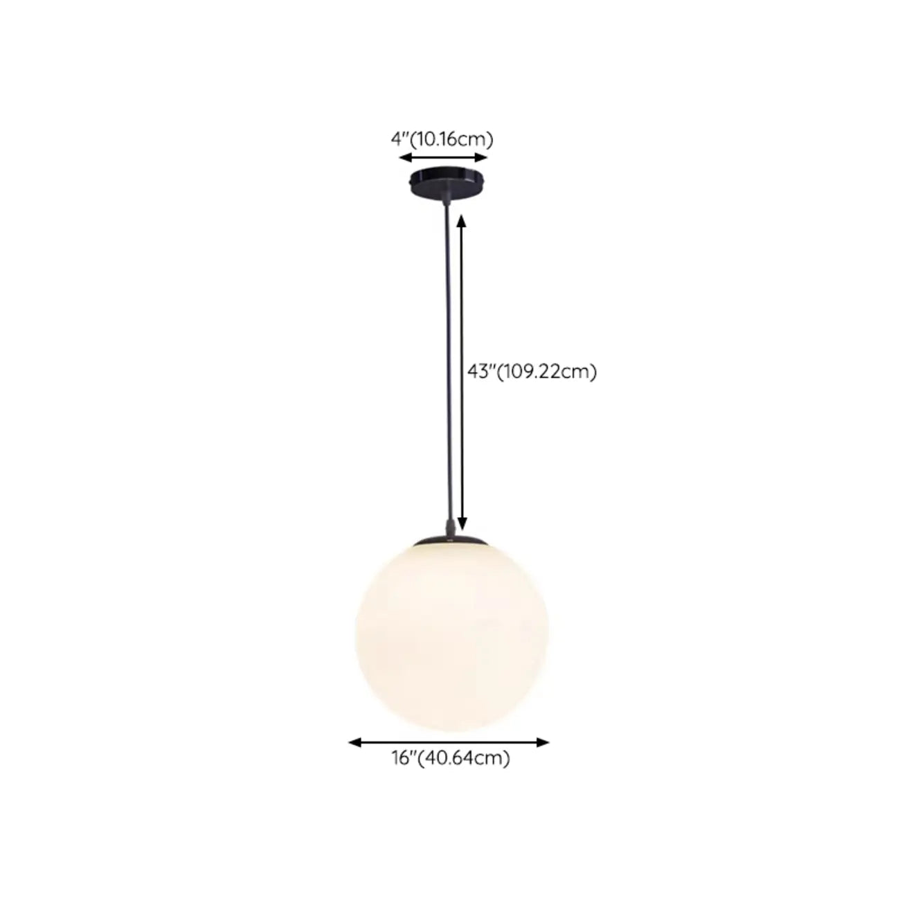 Suspension moderne en verre blanc avec globe