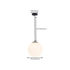 Suspension moderne en verre blanc avec globe