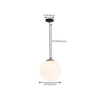 Suspension moderne en verre blanc avec globe