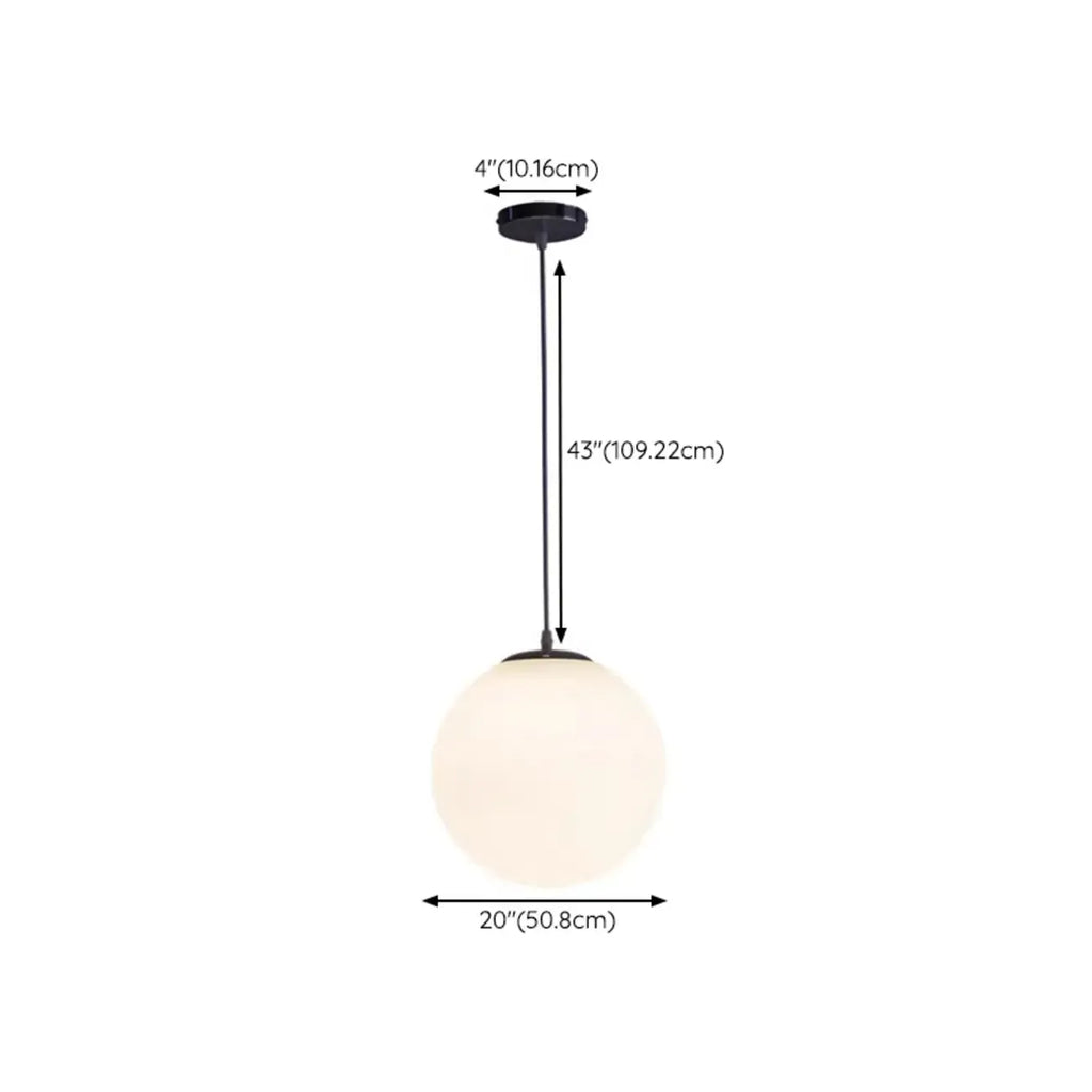 Suspension moderne en verre blanc avec globe