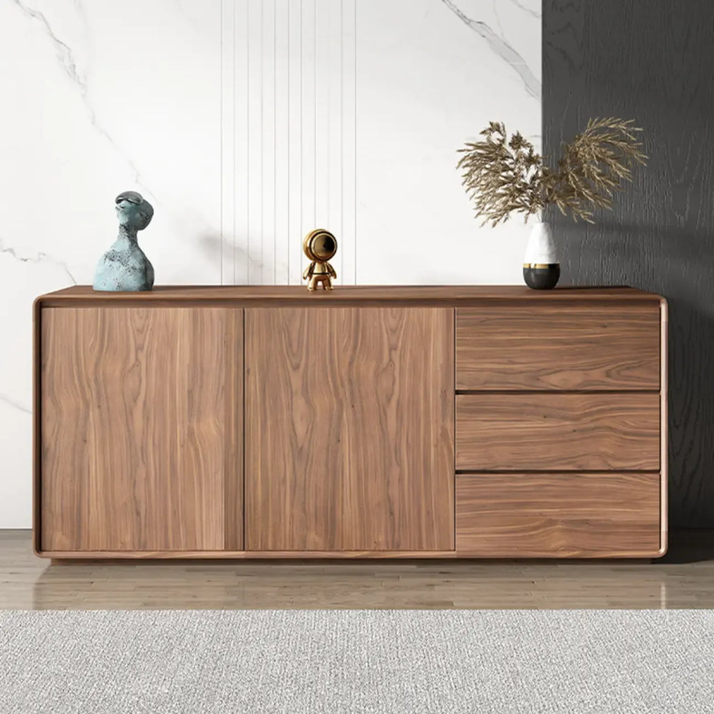 Grande armoire de rangement en bois couleur cacao avec tiroirs et portes