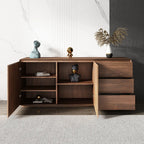 Grande armoire de rangement en bois couleur cacao avec tiroirs et portes