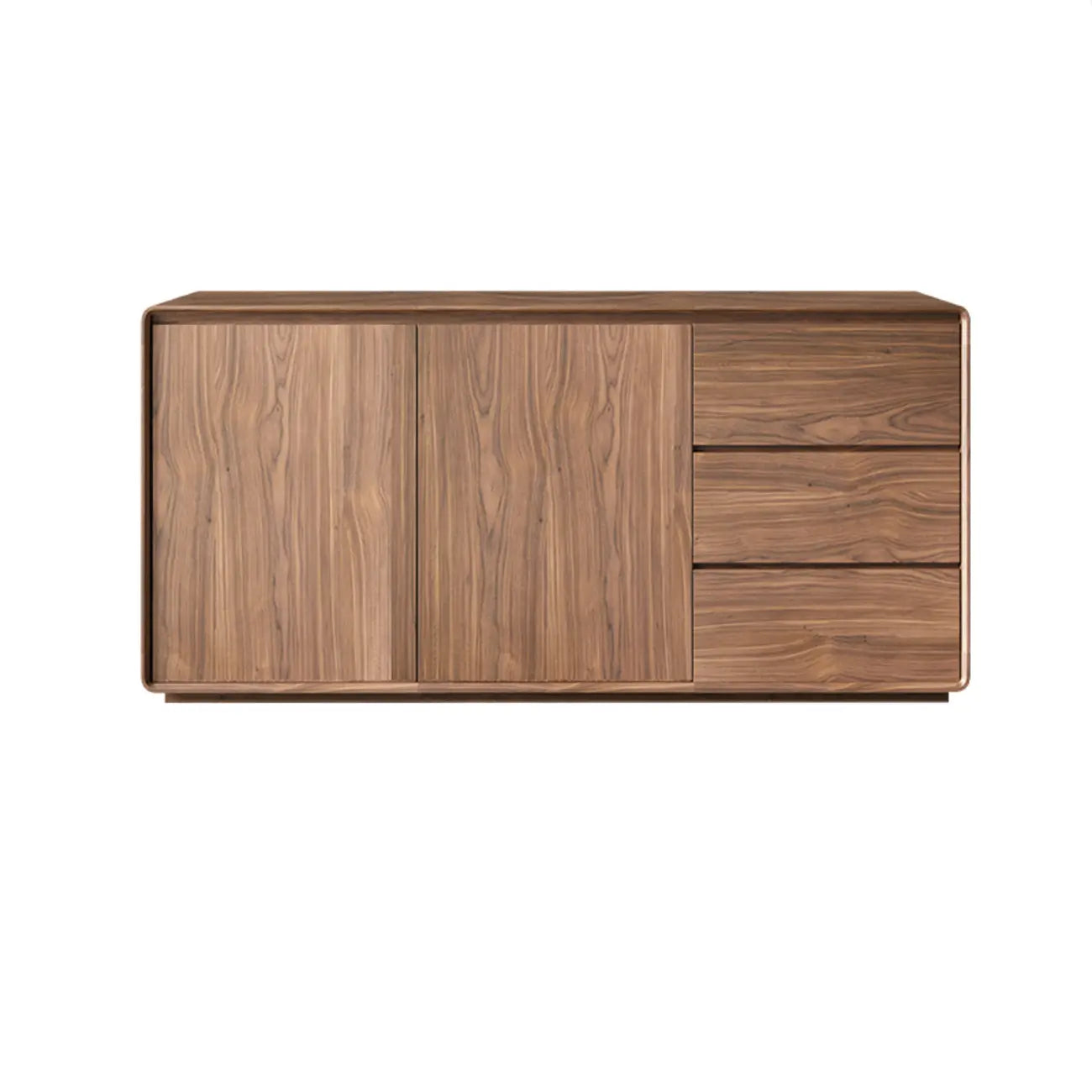Grande armoire de rangement en bois couleur cacao avec tiroirs et portes
