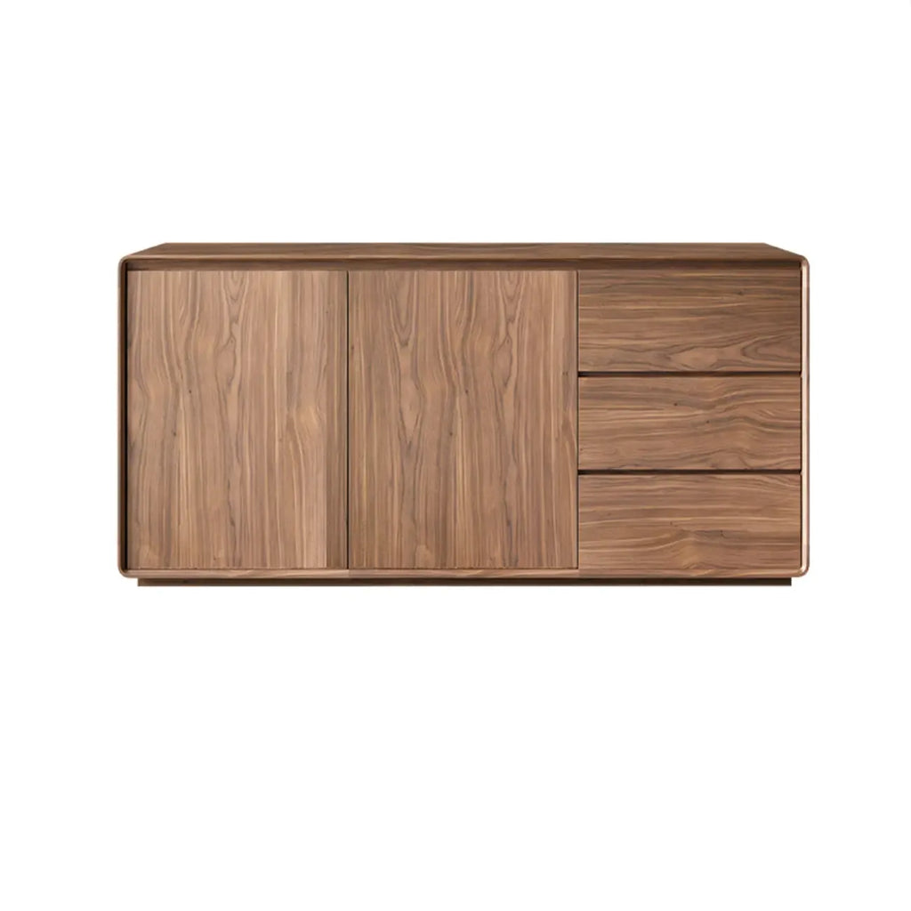 Grande armoire de rangement en bois couleur cacao avec tiroirs et portes