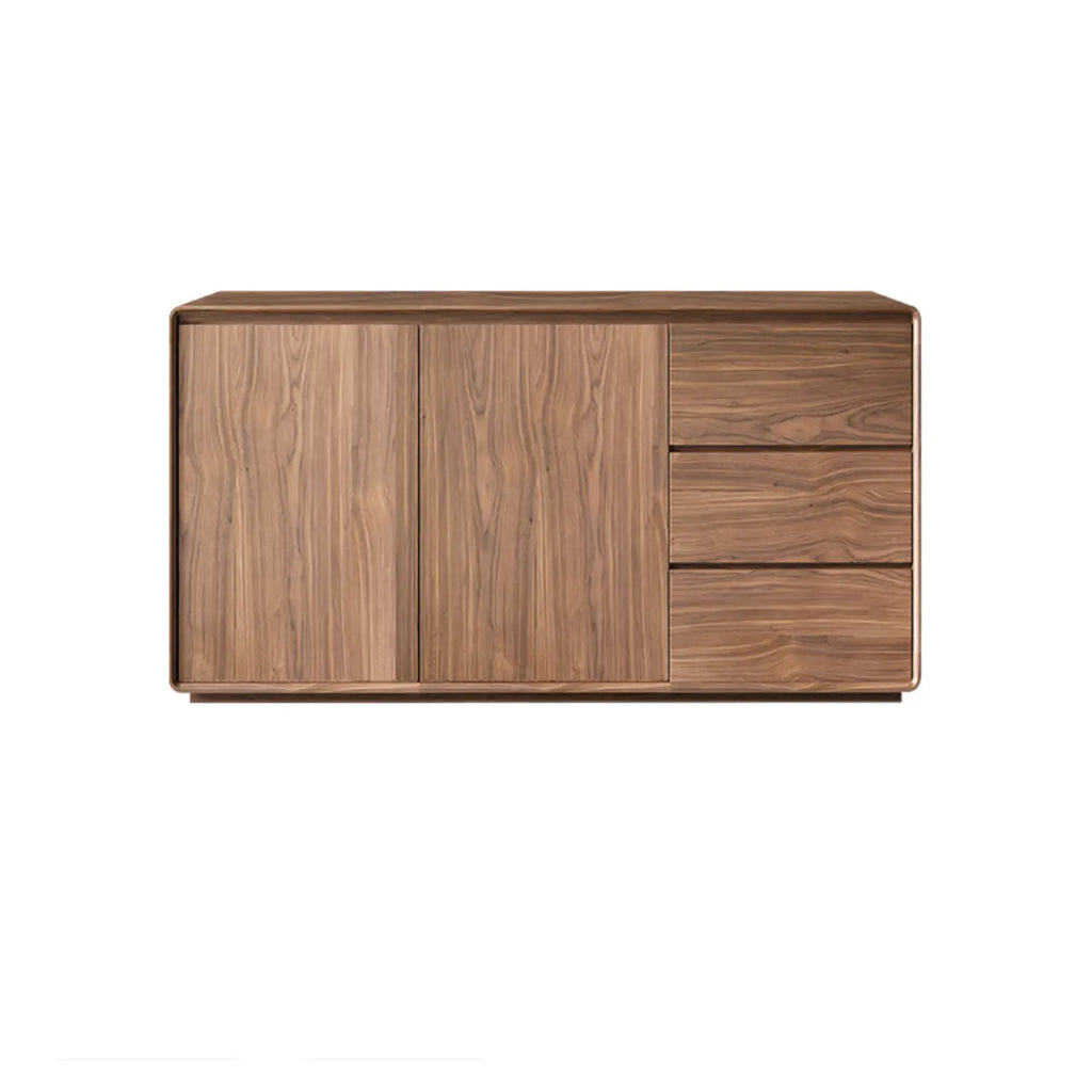 Grande armoire de rangement en bois couleur cacao avec tiroirs et portes