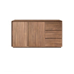Grande armoire de rangement en bois couleur cacao avec tiroirs et portes