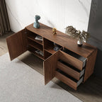Grande armoire de rangement en bois couleur cacao avec tiroirs et portes