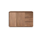 Grande armoire de rangement en bois couleur cacao avec tiroirs et portes