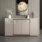 Buffet glamour blanc cassé avec plateau en pierre et placards