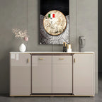 Buffet glamour blanc cassé avec plateau en pierre et placards