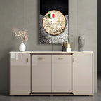 Buffet glamour blanc cassé avec plateau en pierre et placards