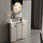 Buffet glamour blanc cassé avec plateau en pierre et placards