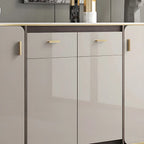 Buffet glamour blanc cassé avec plateau en pierre et placards