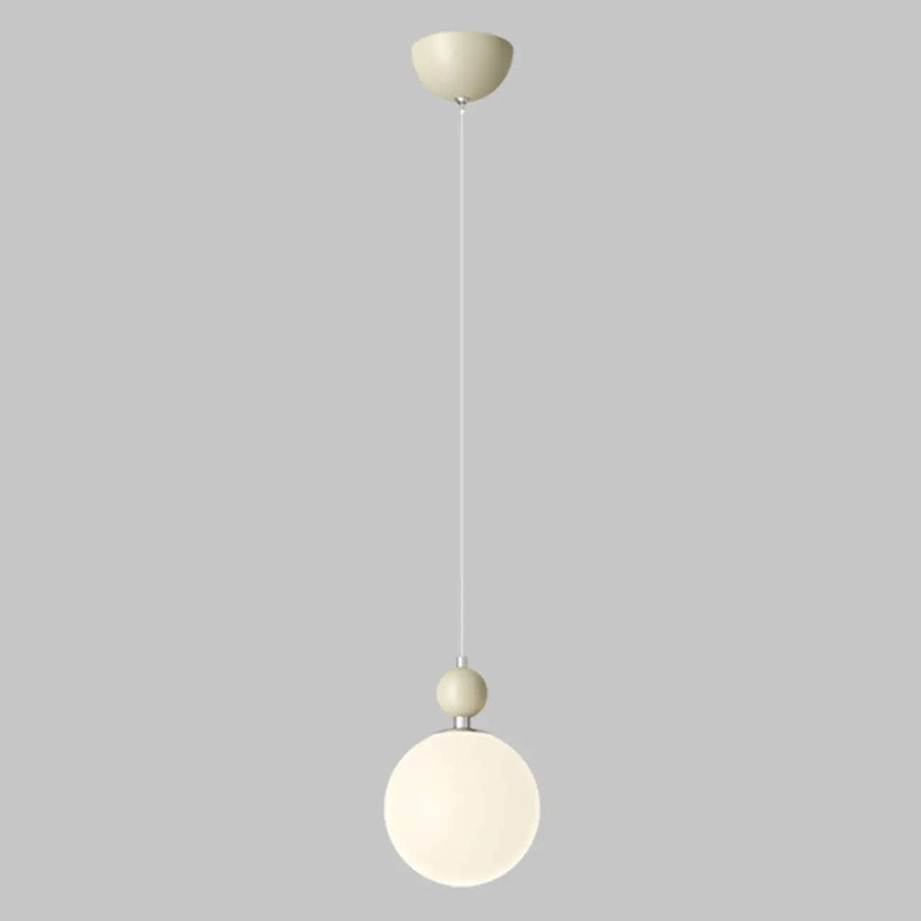 Suspension LED élégante en verre opalin avec détails de perles