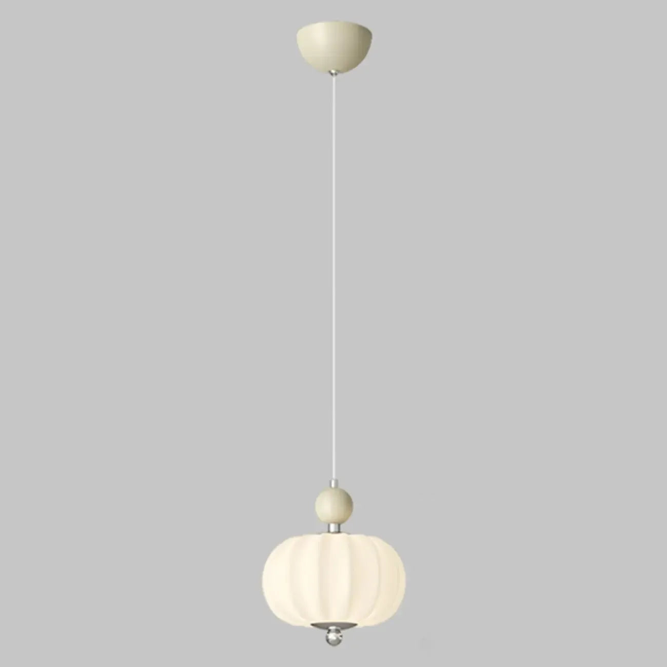 Suspension LED élégante en verre opalin avec détails de perles
